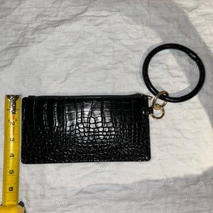 Faux leather wristlet bag